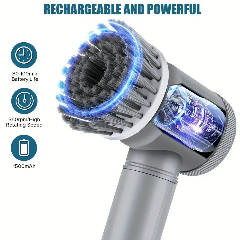 New Electric Spin Scrubber Cordless Spin Scrubber 6 Replaceable Brush Heads
